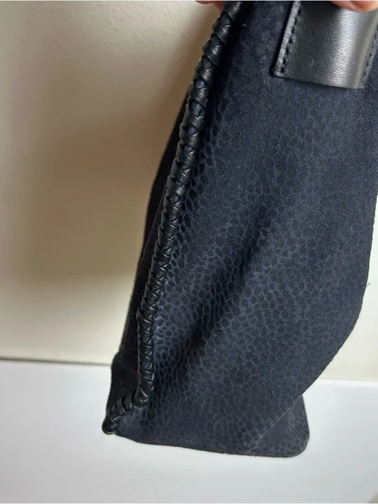 ALL SAINTS Leather suede purse pearl mini hobo bag dark blue - Picture 4 of 16